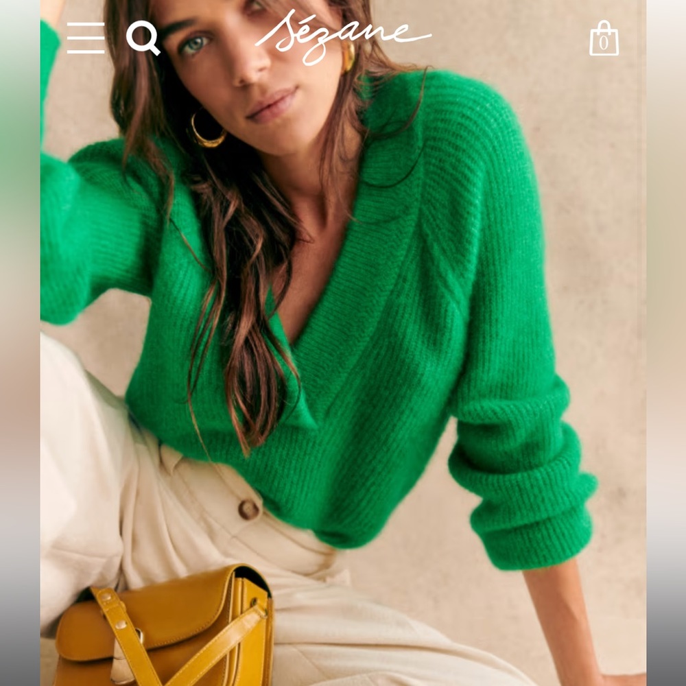 Sezane Cody Jumper, Green, Size S